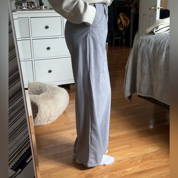Stradivarius Wide Leg High Rise Pants Gray - Picture 2 of 4